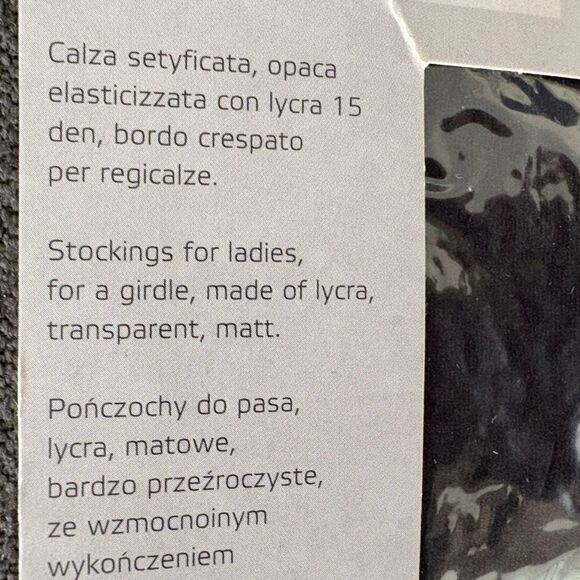 NWT Veneziana Black Calze 15 Italian Garter Stockings Size S - Picture 8 of 8